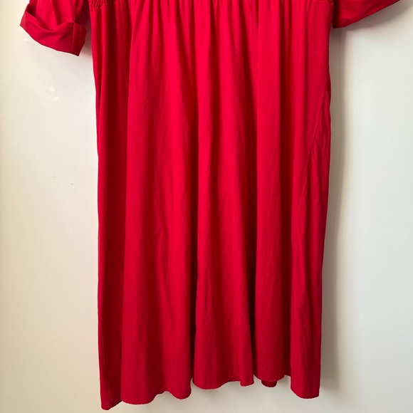 Vintage Caroline Wells Red Ruffle V-neck Dress - Picture 5 of 11
